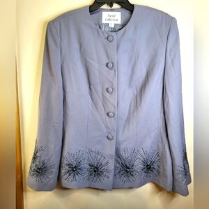 Vintage Social Collection size 12 jacket and skirt grey